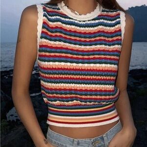 SHEIN Multicolor Striped Knit Crop Top